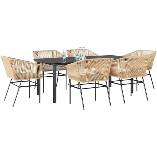  Vrtna garnitura - 6-dijelni vrtni blagovaonski set s jastucima poliratan i staklo Smeđa 200 x 100 x 74 cm 6 Cijene