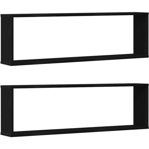 Maison Chic Stenske Police - Viseča polica za kocke 2 kosa Črni hrast 100x15x30 cm, (21758782) Slike