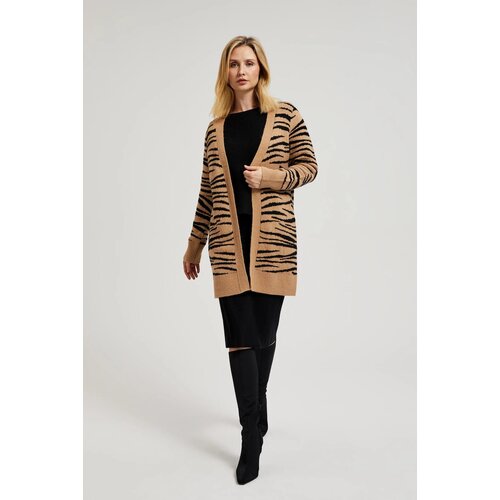 Moodo Women&amp;#039;s cardigan with animal pattern - beige Slike