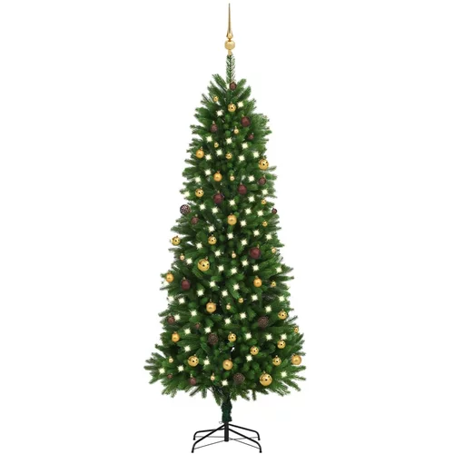  Umjetno božićno drvce s LED svjetlima i kuglicama 240 cm zeleno