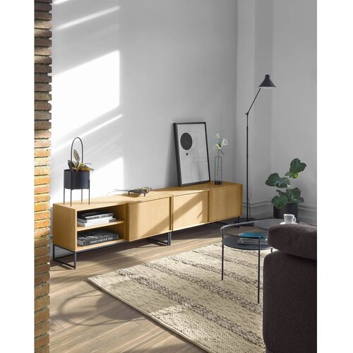 Kave Home TV omarica v hrastovem dekorju v naravni barvi 112x51x42 cm Taiana &amp;ndash; Slike