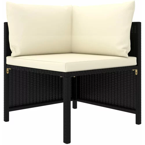 vidaXL Modularna kutna sofa od poliratana s jastucima crna