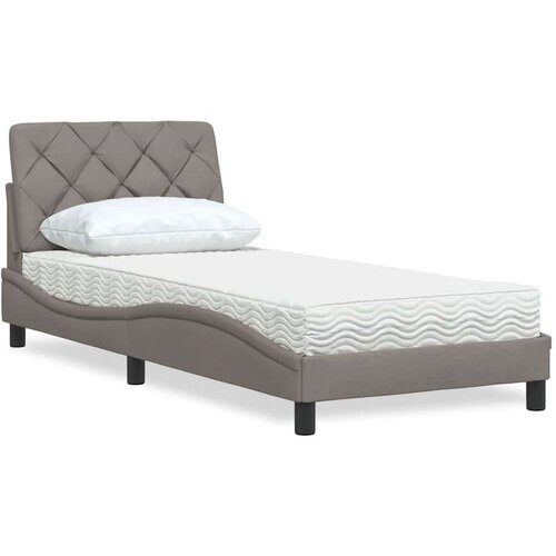  Postelja z vzmetnico taupe 90x190 cm blago, (21793028) Cene