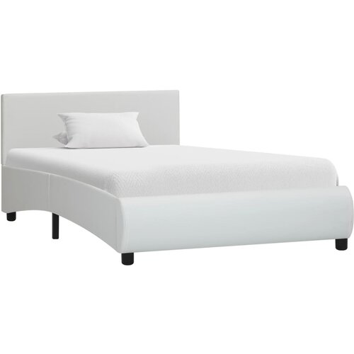 VidaXL Posteljni okvir belo umetno usnje 100x200 cm Slike