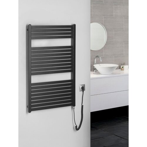 Aqualine električni radijator za kupatilo tondi-e 400W 97x60 cm mat crni Slike