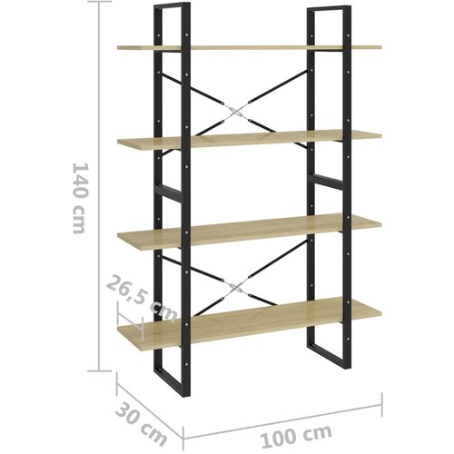  za knjige s 4 razine boja hrasta 100x30x140 cm drveni Slike