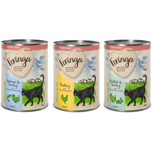 Poskusno me&scaron;ano pakiranje Feringa Classic Meat 6 x 400 g  Me&scaron;ano pakiranje 1: zajec & puran, perutnina, losos & puran Cijene