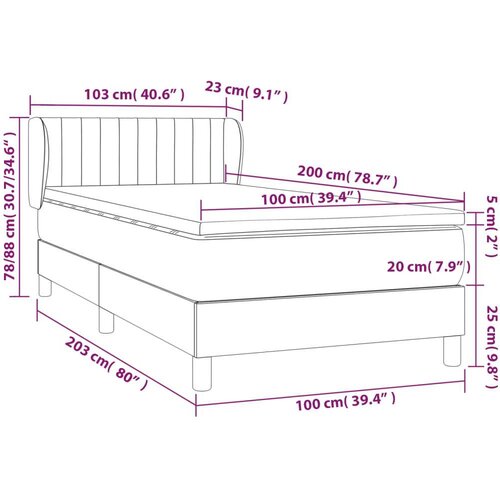 vidaXL Box spring krevet s madracem tamnoplavi 100x200 cm baršunasti Cene