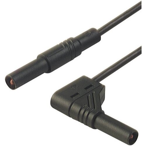 SKS Hirschmann 4 mm safety test lead\, silicone\, plugs straight/angled\, 200 cm, (20423376) Slike