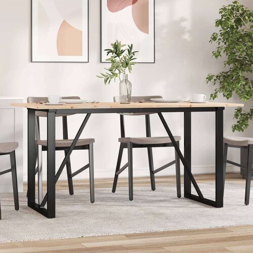 vidaXL Blagovaonski stol O-oblika 140x80x75 cm od borovine i željeza Cijene