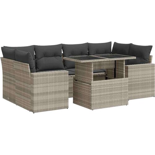  7-dijelni set vrtnih sofa svjetlosivi od poliratana Slike