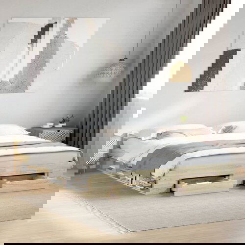 vidaXL Okvir za krevet s ladicama boja hrasta 180x200 cm Cijene