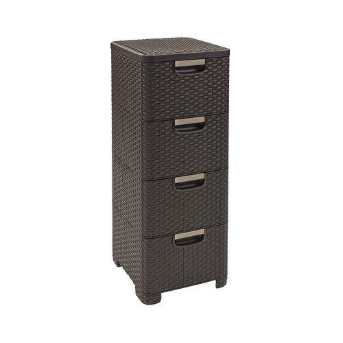 Curver Tamno smeđi plastični visok kupaonski ormarić 33x79 cm Rattan – Cijene