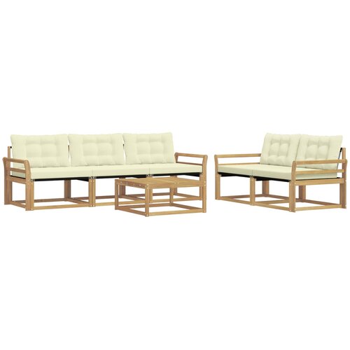  Set vanjskih sofa 6 kom. Bijela i krem Smeđa 79 x 79 x 37 cm Slike