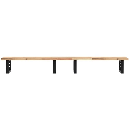  Zidna polica za umivaonik od čelika i masivnog bagremovog drva Smeđa 160 x 40 x 2 cm Slike