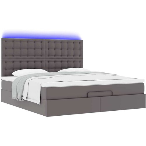 VidaXL Otomanski okvir kreveta s madracem sivi 180x200cm umjetna koža Slike