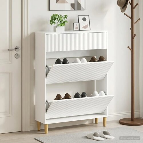  Ormar za cipele ARNHEM 78 x 24 x 103 cm Konstruirano drvo - Bijela visokog sjaja Cijene