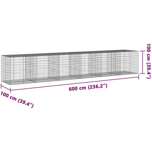  Gabionska ko&amp;scaron;ara s poklopcem 600x100x100 cm pocinčano željezo Slike