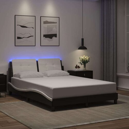  Okvir kreveta LED crno-bijeli 140 x 200 cm od umjetne kože Slike