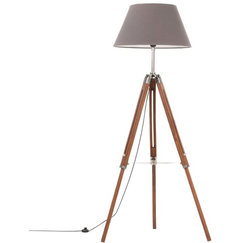 VidaXL Trinožna stoječa svetilka medeno rjava in siva tikovina 141 cm, (20618383) Slike