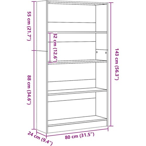  Regal za knjige boja hrasta 80x24x143 cm konstruirano drvo Slike