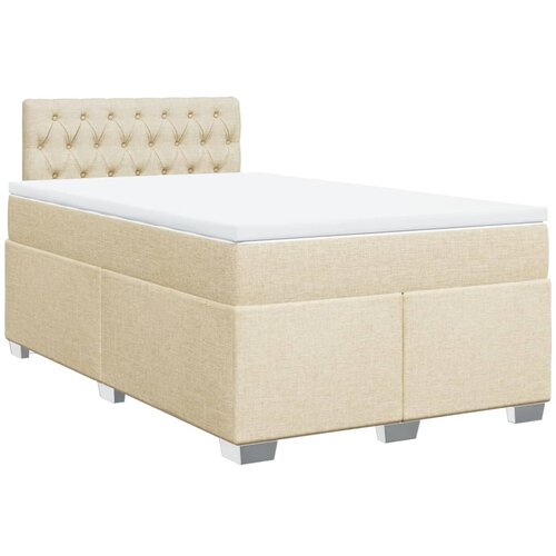 VidaXL Box spring postelja z vzmetnico krem 120x200 cm blago, (21305698) Slike