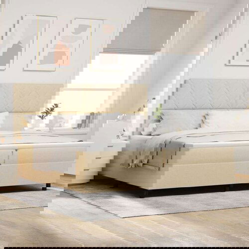 Box Spring krevet s madracem krem 200x200 cm tkanina Cijene