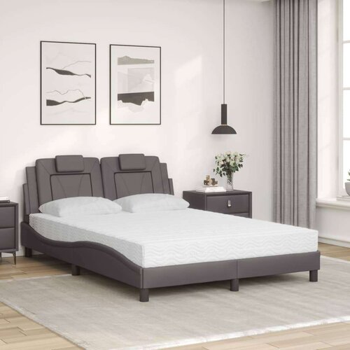  Krevet s madracem sivi 120 x 200 cm od umjetne kože Slike