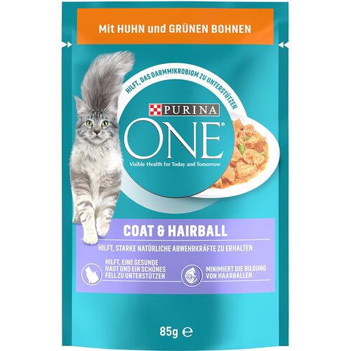 Purina ONE Coat & Hairball - Pi&scaron;čanec & zeleni fižol (52 x 85 g) Cijene