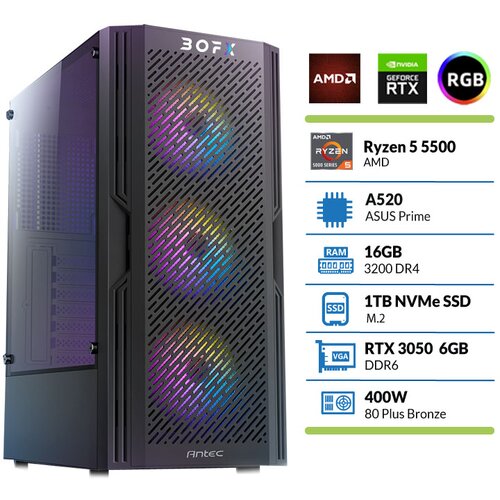 BOFX NASH 1 Ryzen 5 5500/16GB/1TB/RTX 3050 namizni računalnik, (21134710) Cene