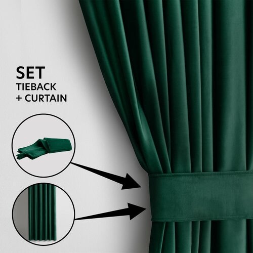 Restilo Temno zelena žametna zavesa za delno zatemnitev 140x245 cm Eyelets &amp;ndash; Slike