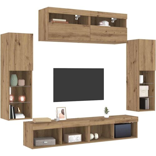  Set TV komoda Zidne 6 pcs hrast artisan Konstruirano drvo Slike