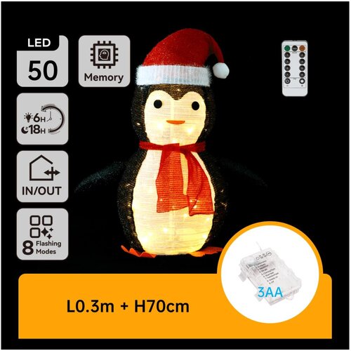 Aigostar LED božićna dekoracija za spolja&amp;scaron;nju upotrebu 50xLED/3xAA 0,7 m IP44 pingvin Slike
