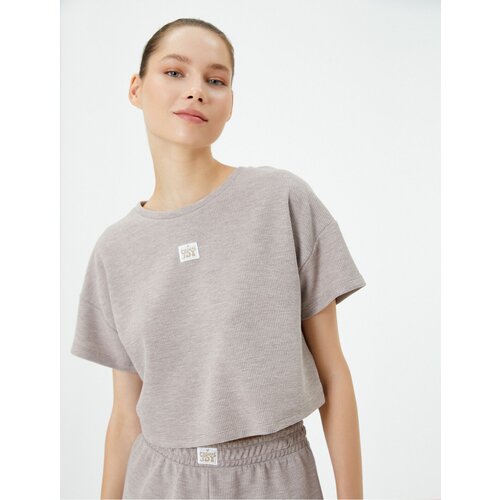 Koton Crop Pajamas Top Textured Short Sleeve Crew Neck Slike