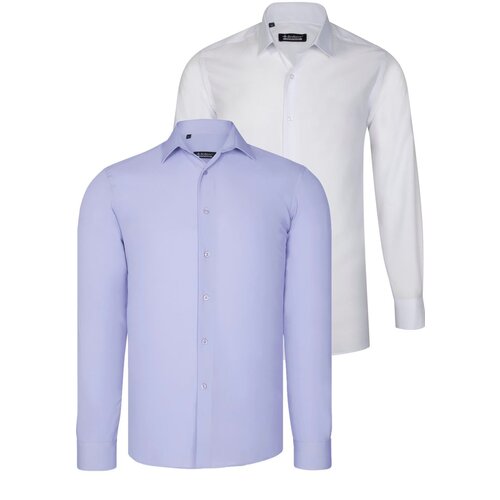 Dewberry DUAL SET G726 MENS SHIRTS-WHITE-LILAC Slike