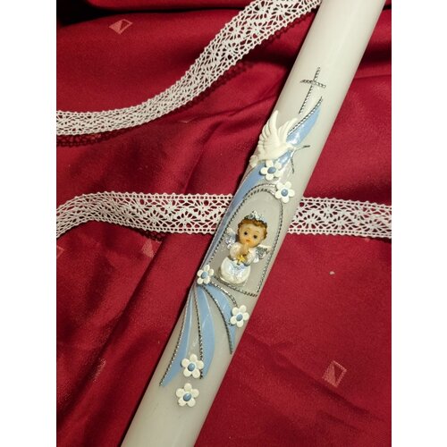  Krstne sveče z angelčkom in modro dekoracijo KRSV 08-02 Cene