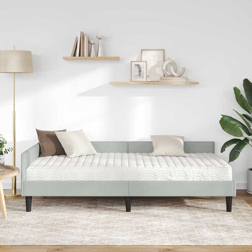  Kutni krevetni okvir s madracem 2 kom. Svjetlosiva 100 x 200 cm Slike