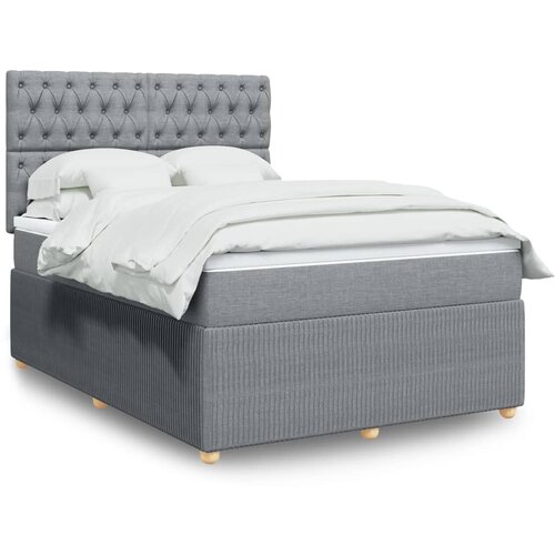 vidaXL Box spring posteljni z vzmetnico svetlo siv 140x190 cm blago Cene