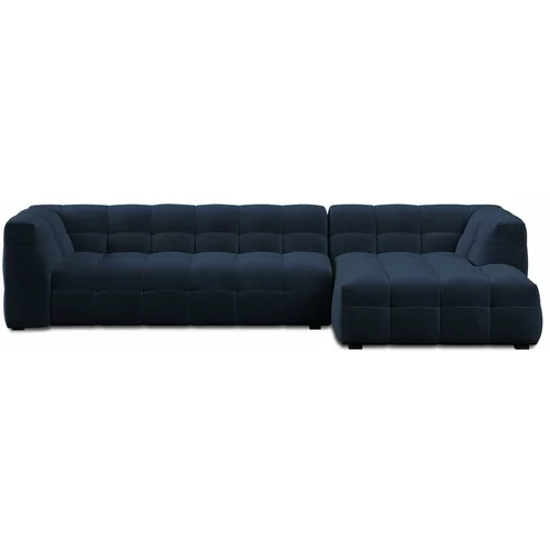 Windsor & Co Sofas modra žametna kotna sedežna garnitura Vesta, desni kot