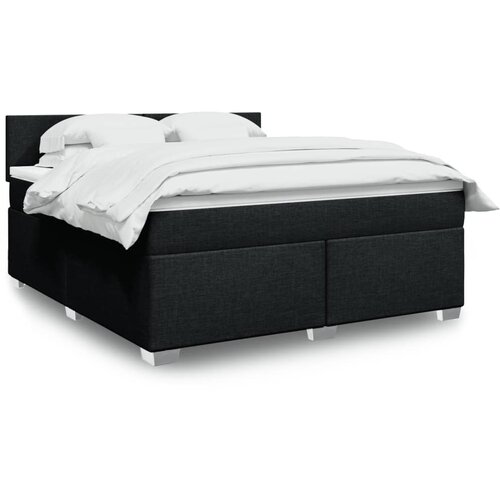 VidaXL Box spring postelja z vzmetnico črna 180x200 cm blago Slike