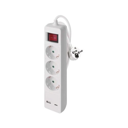  Podaljšek 2 m / 3 vtičnice / s stikalom / beli / 1× USB-A + 1× USB-C / 1,5 mm2 Cene