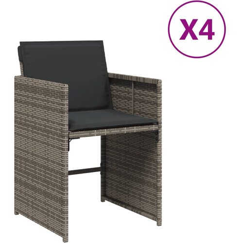 Maison Chic Vrtni stoli - Stol za vrt z blazinami 4 kosi siv poli ratan JS2265, (21876869) Slike