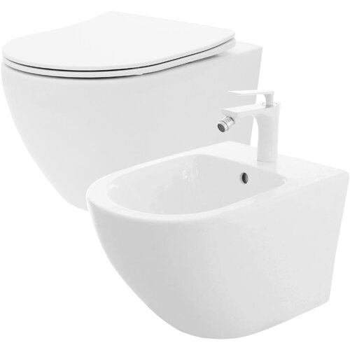 Rea komplet: carlo flat mini wc školjka brez oboda + carlo mini bidet Cene