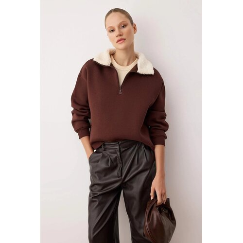TRENDYOLMILLA ženski duks twoaw26sw00146, braon-braon Cene
