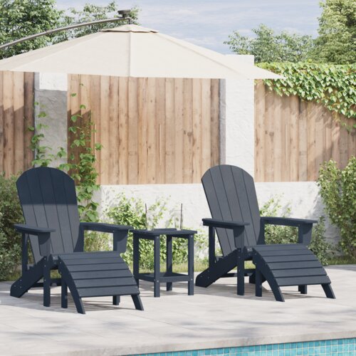 VidaXL Set od 3 dijela vrtnih lounge stolica mornarska plava HDPE Slike