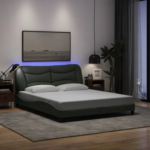 Furnova Posteljni okvir z LED brez vzmetnice temno siv 160x200 cm blago, (21938485)