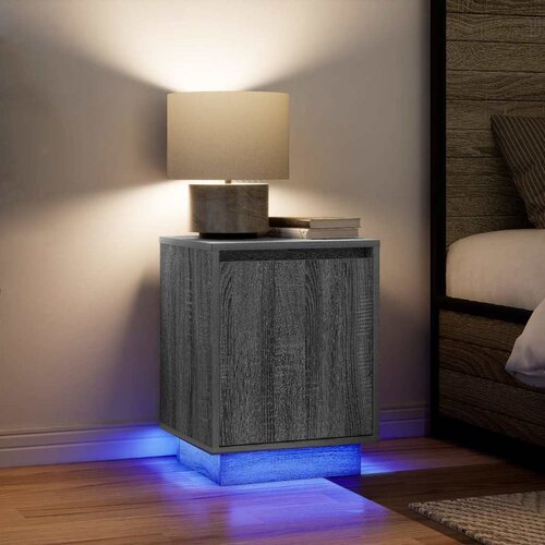 vidaXL Nočne omarice z LED svetili 2 kosa Siva Sonoma 38x34x50 cm Cene