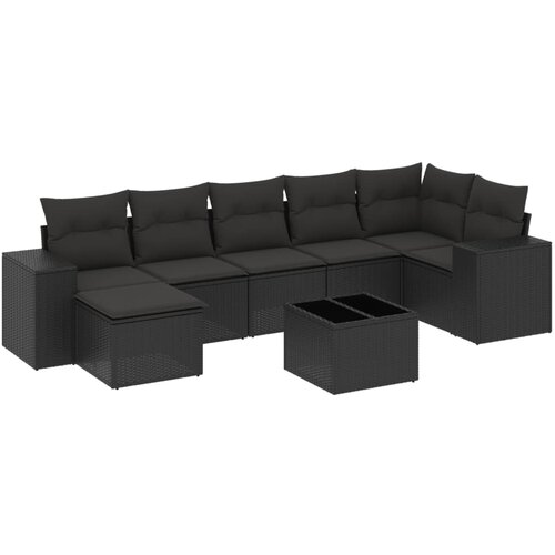 Maison Chic Seti vrtnega pohištva - Vrtna garnitura - Vrtni pohištvo set 8-delna z blazinami črn poli ratan, (21799407) Cene