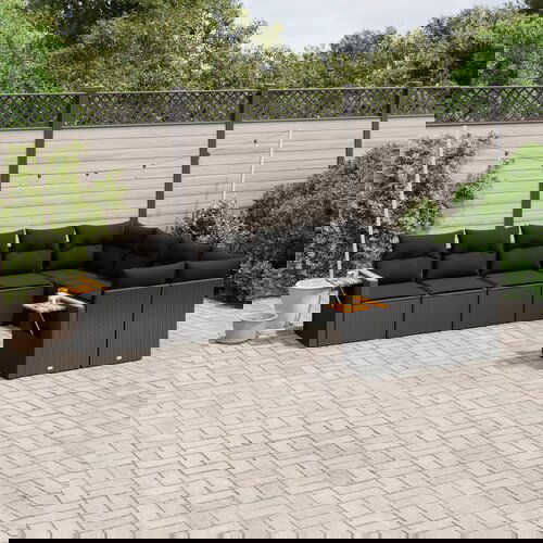 VidaXL 9-dijelni set vrtnih sofa s jastucima crni od poliratana Slike