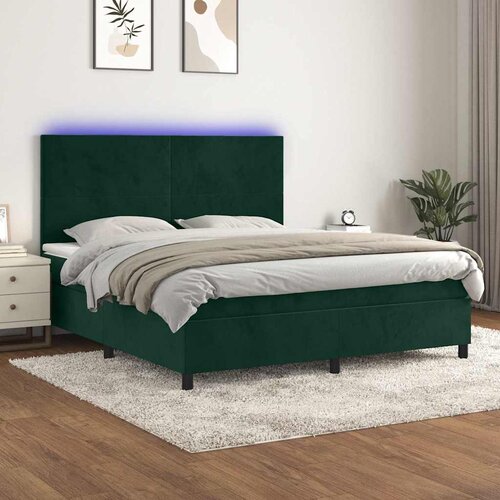  box spring s madracem LED tamnozeleni 160x200 cm bar&scaron;un Cijene